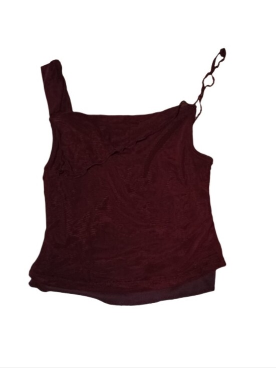 Motel Rocks Tops - Motel  One-Shoulder Maroon Tank Top with Twisted Strap